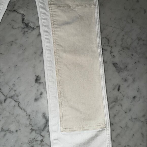 Madewell Slim Mid-RiseBoyfriend Jeans in White with Cream Patches Size 28 - Picture 6 of 11